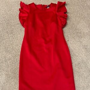 Tommy Hilfiger Red Ruffle Sleeve Mini Dress
